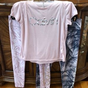 Calvin Klein athletic top and 2 legging 3 pieces